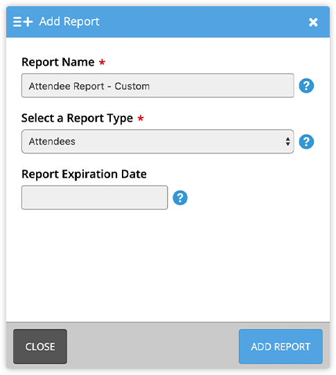 Custom report request screenshot