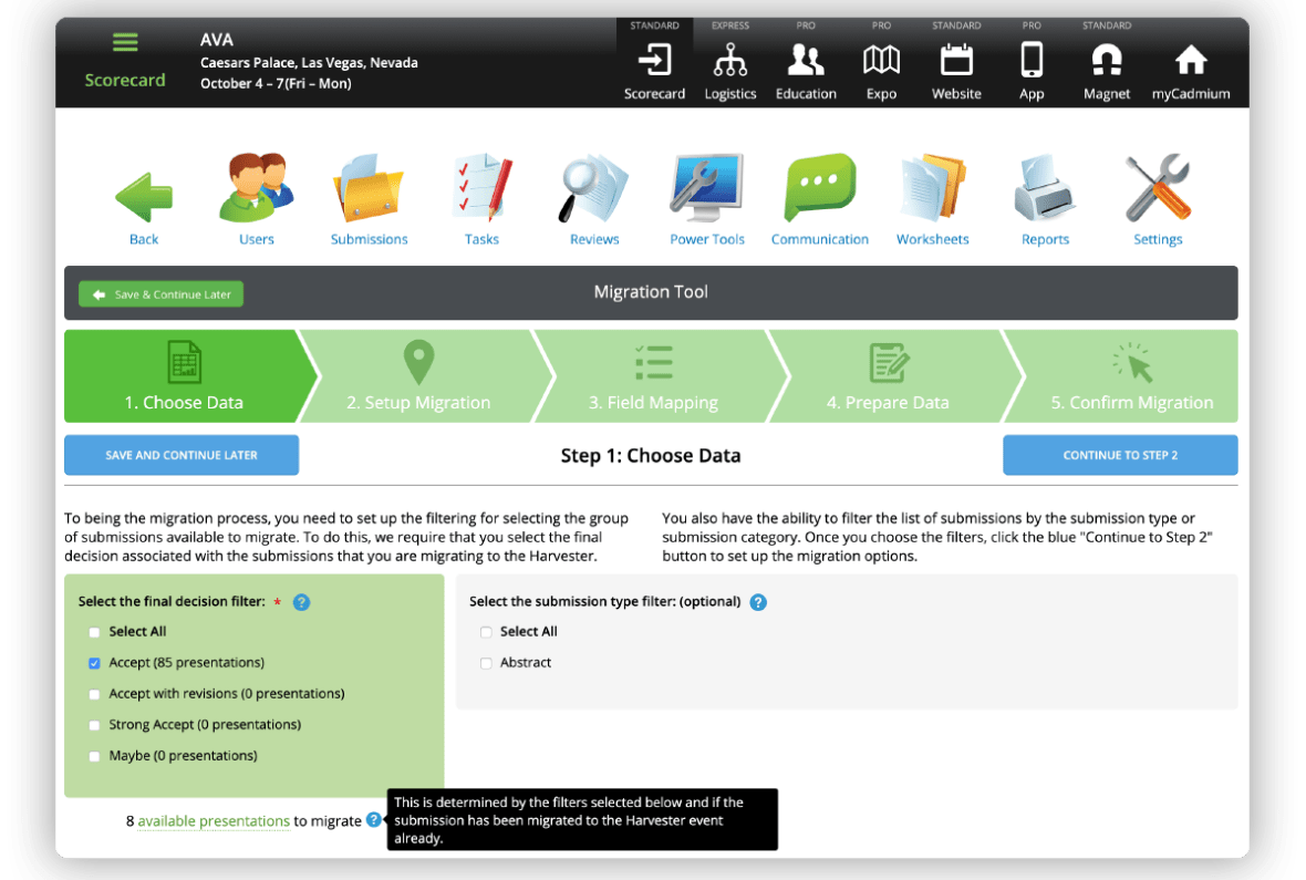 Scorecard Harvester Migration Tool Screenshot