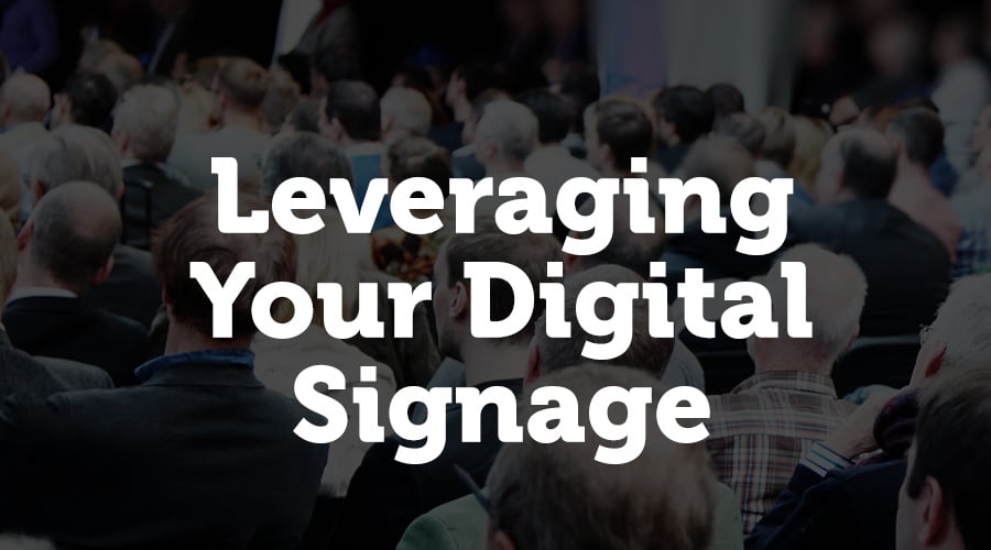 Your event’s digital signage is a built-in marketing effort for your event. One way that you can use this to your advantage is to encourage users to actively share on social media with your brand or event hashtag for a chance for their post to show up on a social media wall on the screens around the venue. 