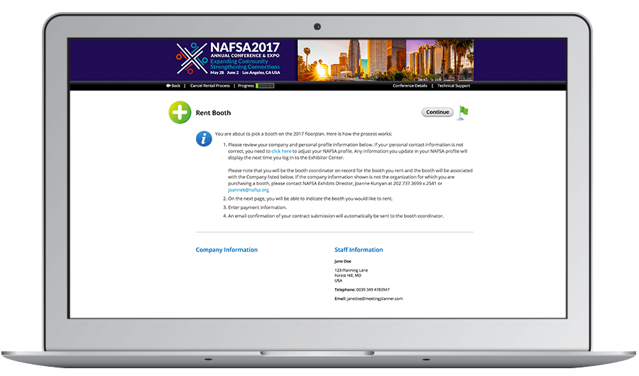 NAFSA also wanted to use CadmiumCD to display available booths to exhibitors, sell booth space and sponsorship items, and properly display and enforce pricing tiers before sending this data back to iMIS.