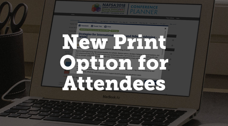 Your website can now give attendees the option to print information about a presentation. In the navigation tab on the settings page, click the popup subtab, and choose “yes” under Show Print Button. The print button will appear in top bar of the presentation popup. When attendees click this button, it will open a page formatted for printing.