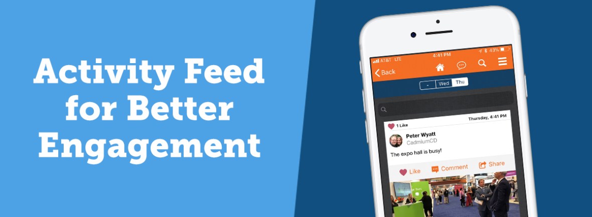 An Activity Feed allows attendees ton make posts to a live feed, such as photos & comments about the conference. Other attendees can see those posts and respond to them, increasing engagement with the app.