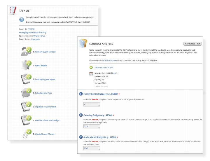 With the use of 40+ custom fields, the Abstract Scorecard is used to collect the individual Tour details from the organizing local AIA Chapter Staff.  Afterwards, the Education Harvester is used to manage event details and logistics.  