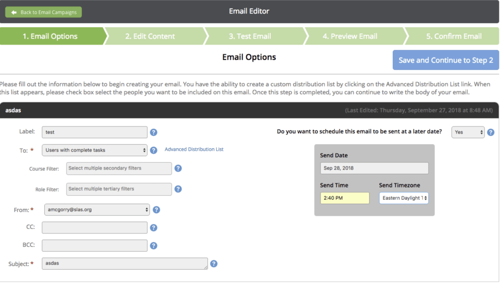 The new Communication Module in the Education and Expo Harvester will begin beta testing in October 2018, and released to all clients by the end of the year.  Similar to the Abstract Scorecard, you will now be able to schedule emails to be sent at a later date and time.  Additionally, this module gives you the ability to fully customize the Presentation Info and Booth Info Hotkeys.