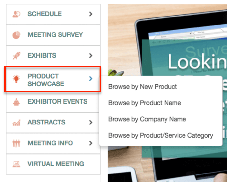 This new feature gives you the ability to showcase new exhibitor products to your attendees on the eventScribe Website and Mobile App. 