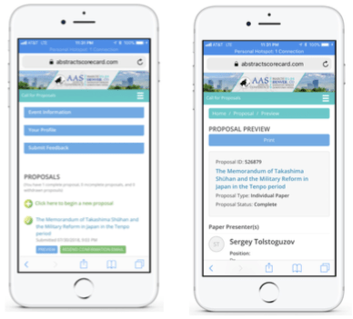 The new submitter experience for the Abstract Scorecard has been re-designed to be mobile responsive and accessible for those with disabilities. The new design will be most noticeable on a mobile device, allowing greater ease to submit a proposal.