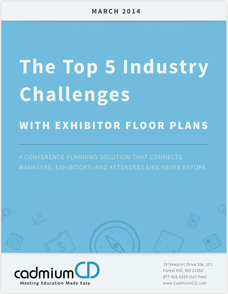 Download The Top 5 Industry Challenge with Expo Floor Plans to find out how you can manage your conference, event, or meeting better and automatically create a beautiful floor plan for your attendees.