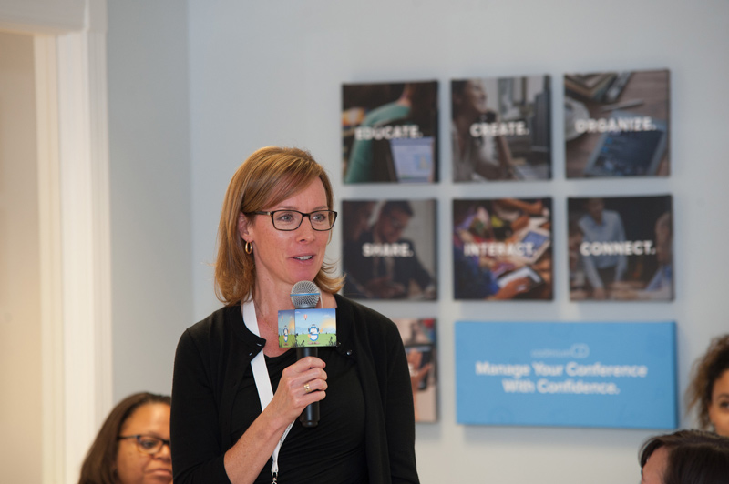 A CadCon attendee introducing herself to the audience.